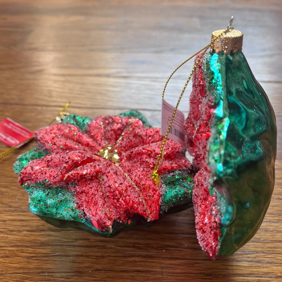 Poinsettia Vintage Style Ornament Holiday Home Classic Christmas Shiny Brite - Picture 3 of 6